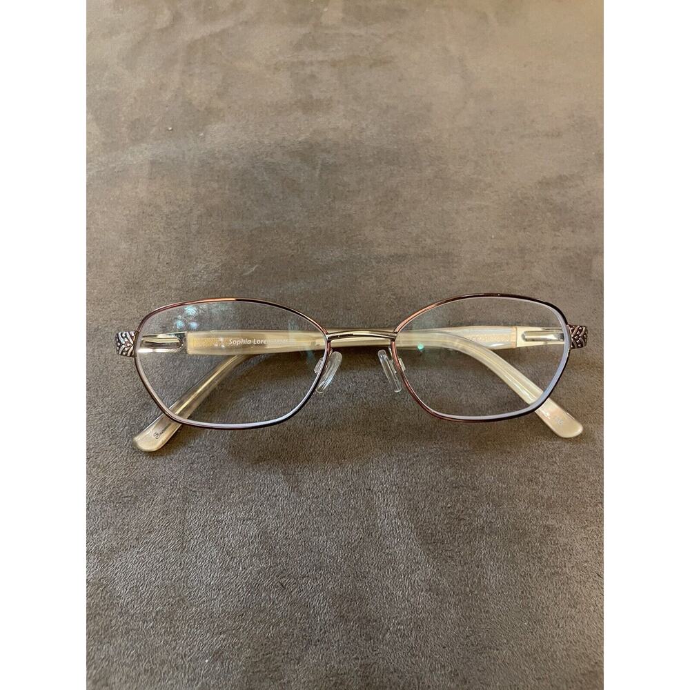 Sophia Loren M246 168 Eyeglasses Sunglasses Frames Brown Gold Round Full Rim 120